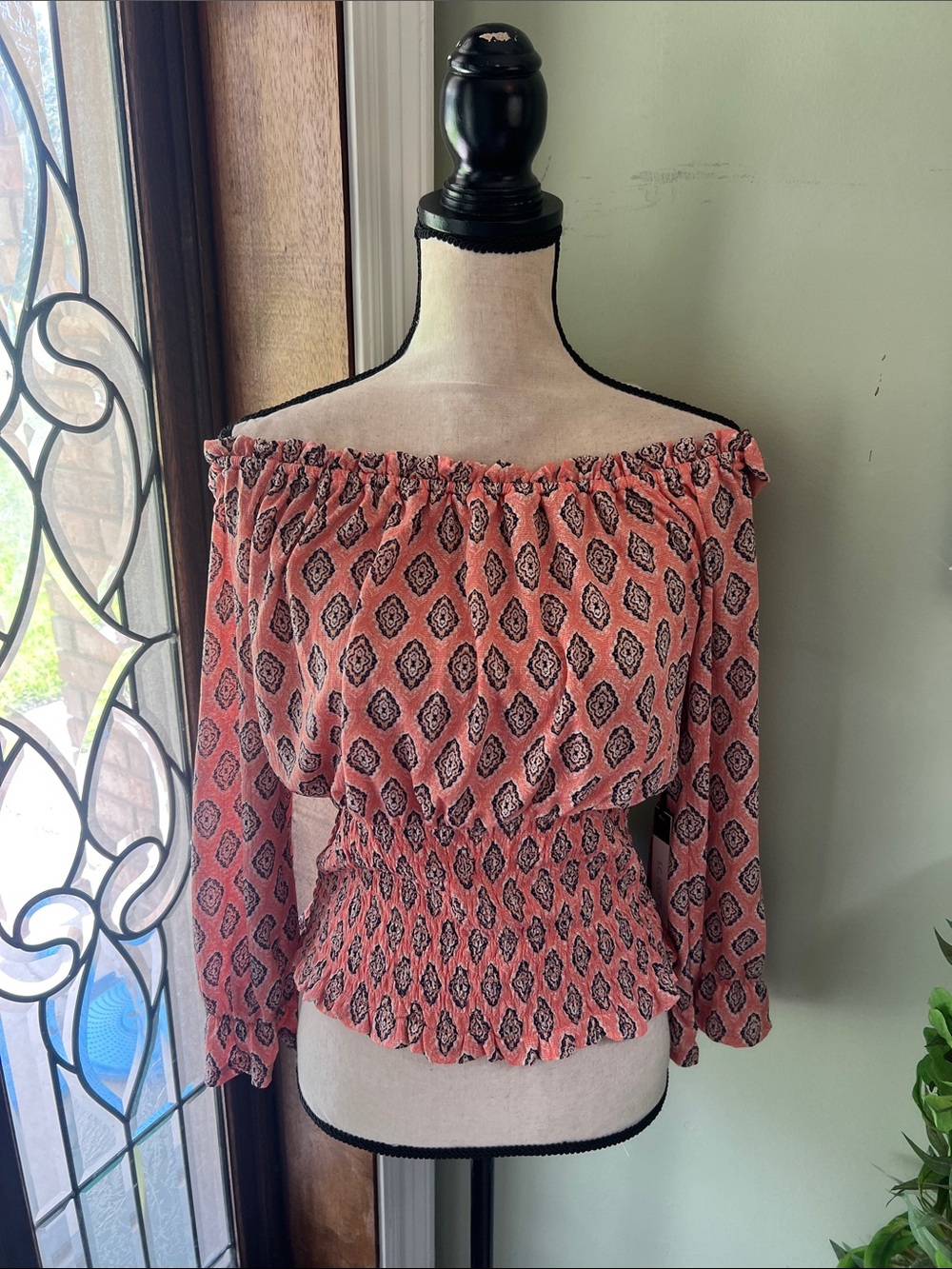 Off-Shoulder Smocked Waist Top